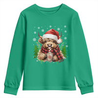Christmas Cow Youth Sweatshirt Funny Highland Cow Western Farmer Gift - Wonder Print Shop