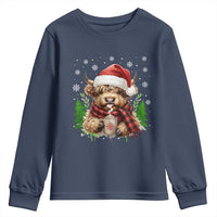 Christmas Cow Youth Sweatshirt Funny Highland Cow Western Farmer Gift - Wonder Print Shop