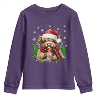 Christmas Cow Youth Sweatshirt Funny Highland Cow Western Farmer Gift - Wonder Print Shop