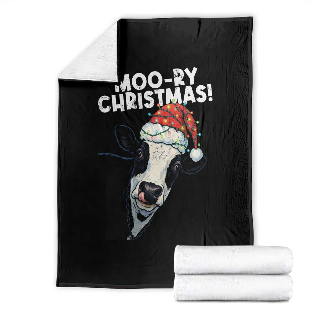 Christmas Cow Throw Blanket Funny Moo Ry Christmas Farmer Gift - Wonder Print Shop