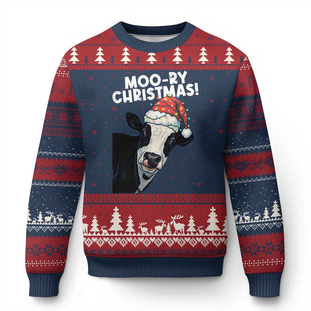 Christmas Cow Ugly Christmas Sweater Funny Moo Ry Xmas Farmer Gift - Wonder Print Shop