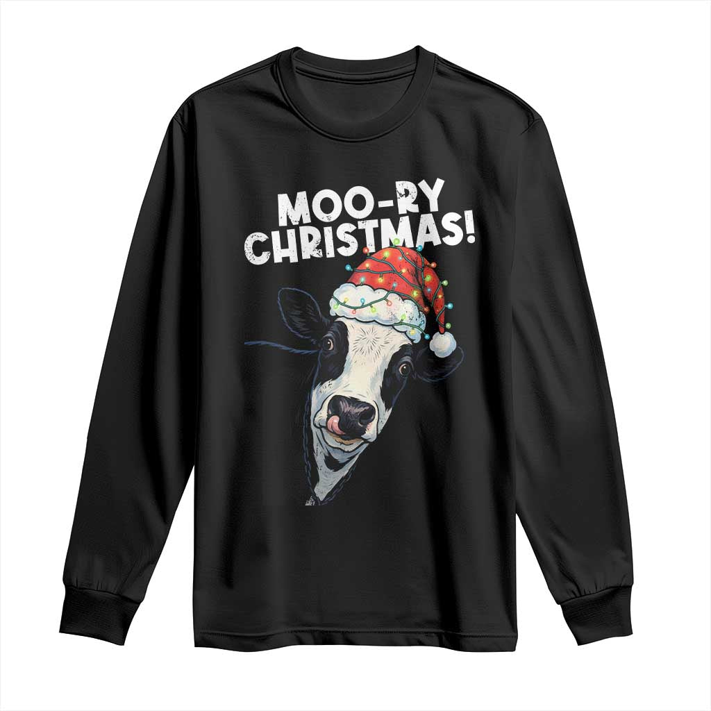 Christmas Cow Long Sleeve Shirt Funny Moo Ry Christmas Farmer Gift - Wonder Print Shop