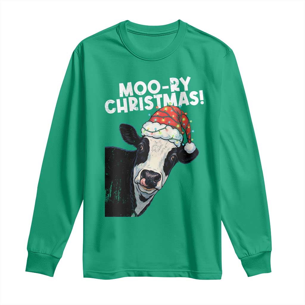 Christmas Cow Long Sleeve Shirt Funny Moo Ry Christmas Farmer Gift - Wonder Print Shop