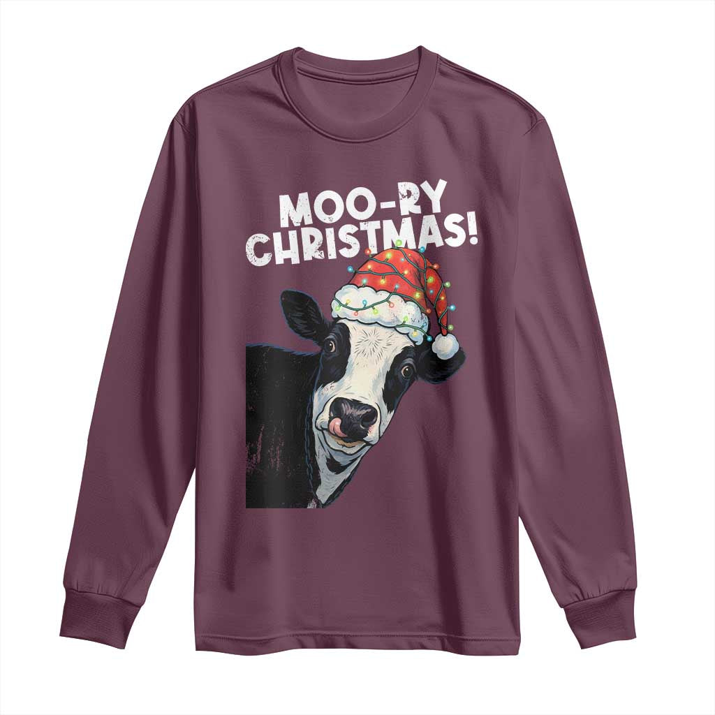 Christmas Cow Long Sleeve Shirt Funny Moo Ry Christmas Farmer Gift - Wonder Print Shop
