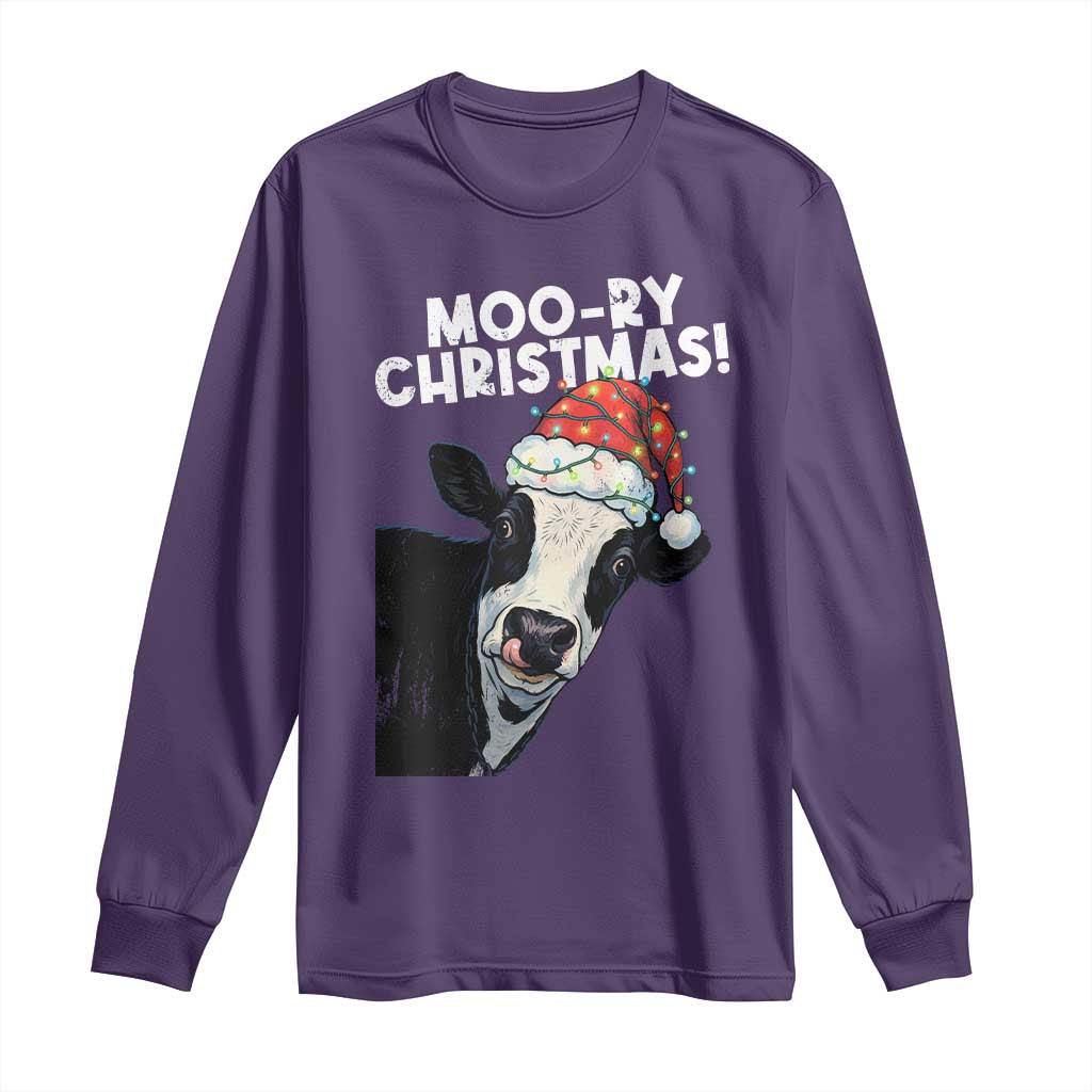 Christmas Cow Long Sleeve Shirt Funny Moo Ry Christmas Farmer Gift - Wonder Print Shop