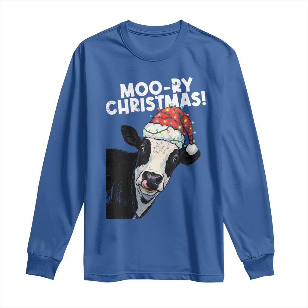 Christmas Cow Long Sleeve Shirt Funny Moo Ry Christmas Farmer Gift - Wonder Print Shop