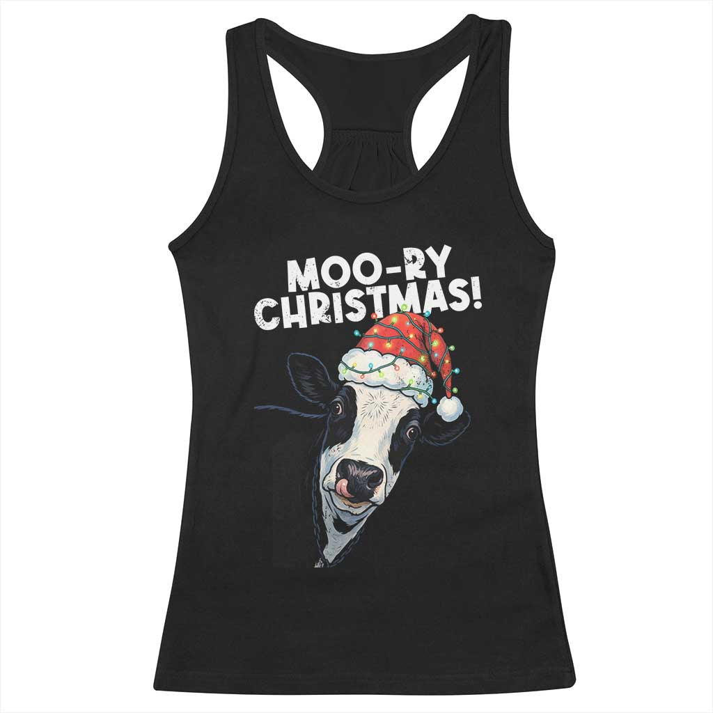 Christmas Cow Racerback Tank Top Funny Moo Ry Christmas Farmer Gift - Wonder Print Shop