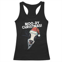 Christmas Cow Racerback Tank Top Funny Moo Ry Christmas Farmer Gift - Wonder Print Shop