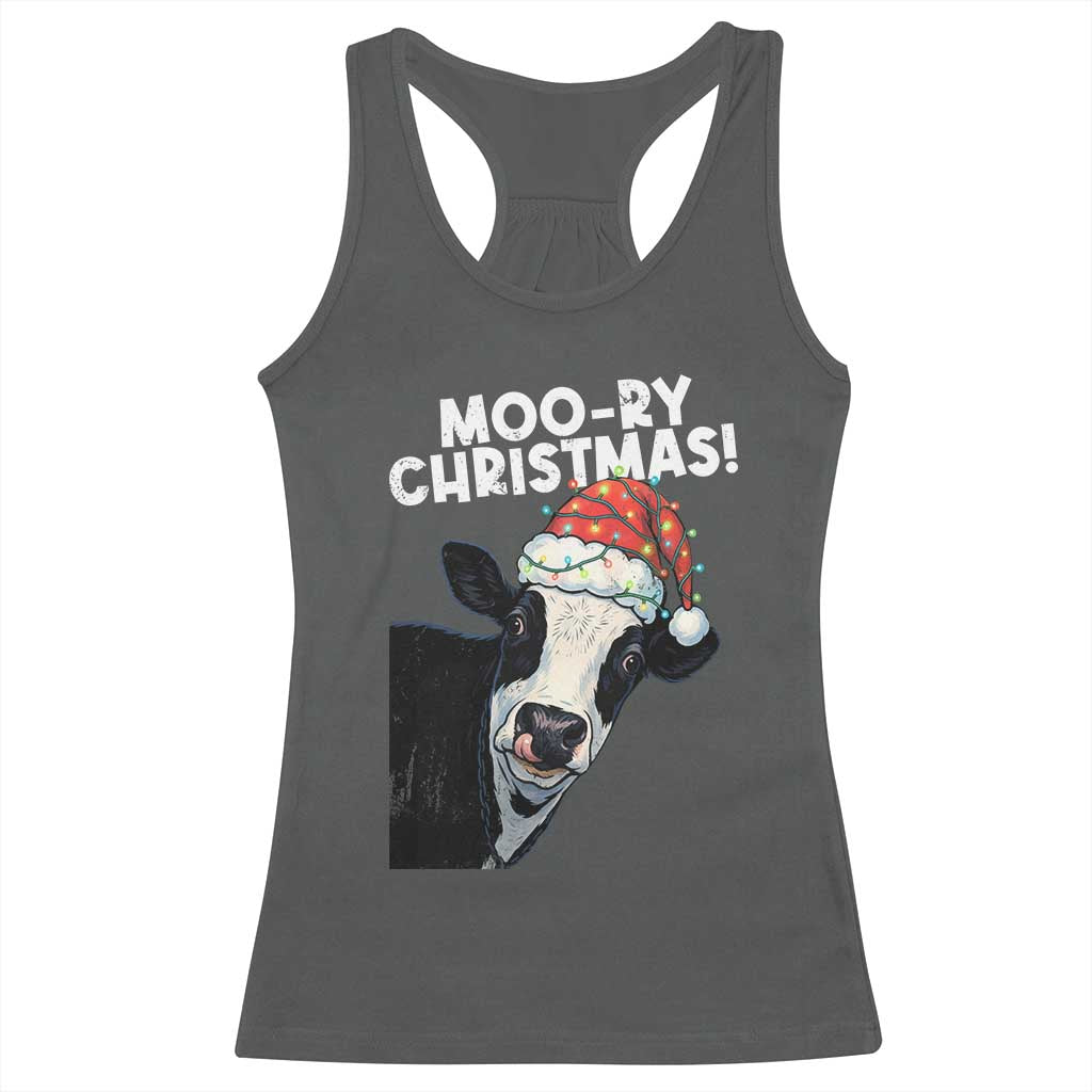 Christmas Cow Racerback Tank Top Funny Moo Ry Christmas Farmer Gift - Wonder Print Shop