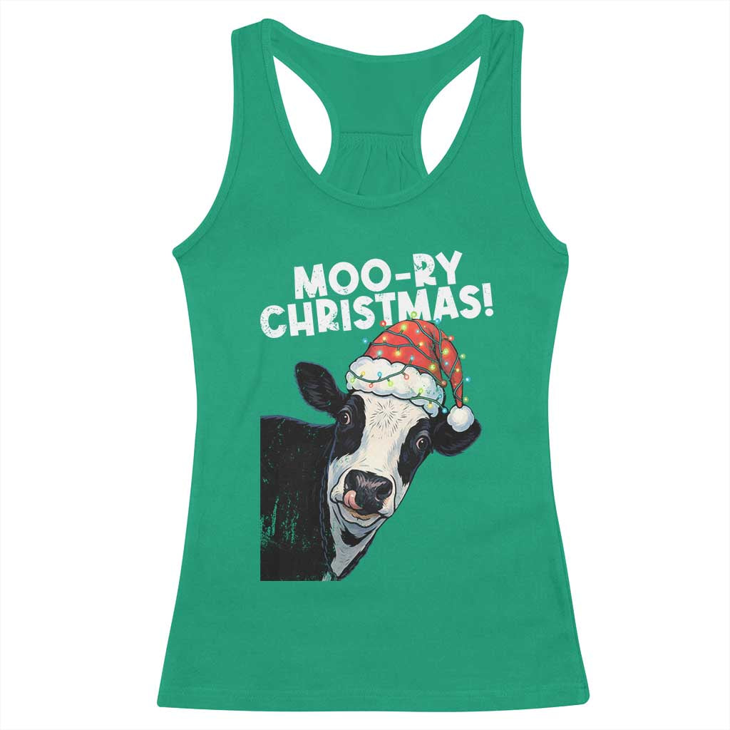 Christmas Cow Racerback Tank Top Funny Moo Ry Christmas Farmer Gift - Wonder Print Shop