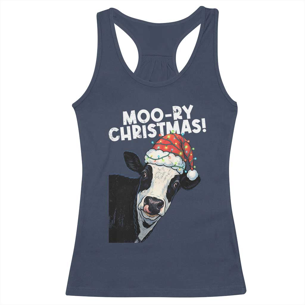Christmas Cow Racerback Tank Top Funny Moo Ry Christmas Farmer Gift - Wonder Print Shop