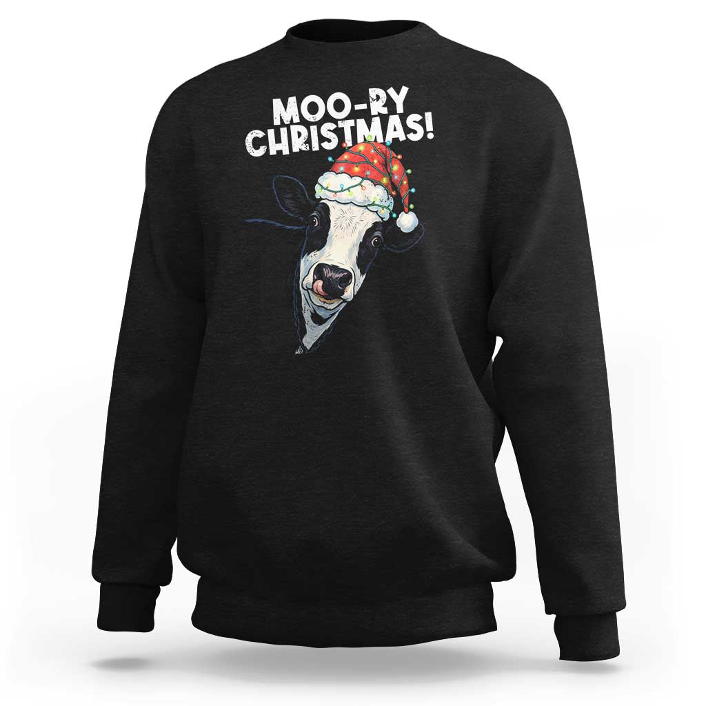 Christmas Cow Sweatshirt Funny Moo Ry Christmas Farmer Gift - Wonder Print Shop