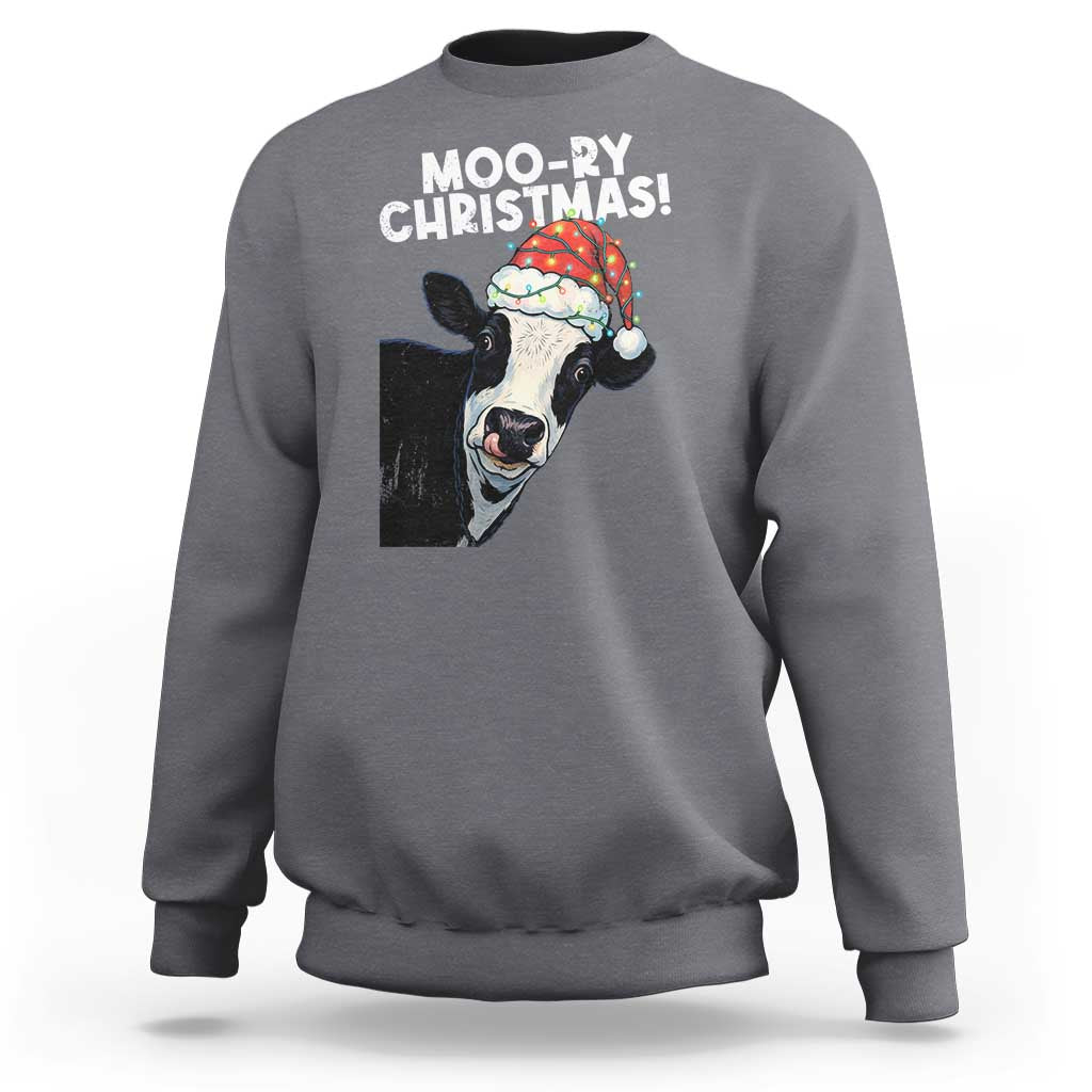 Christmas Cow Sweatshirt Funny Moo Ry Christmas Farmer Gift - Wonder Print Shop