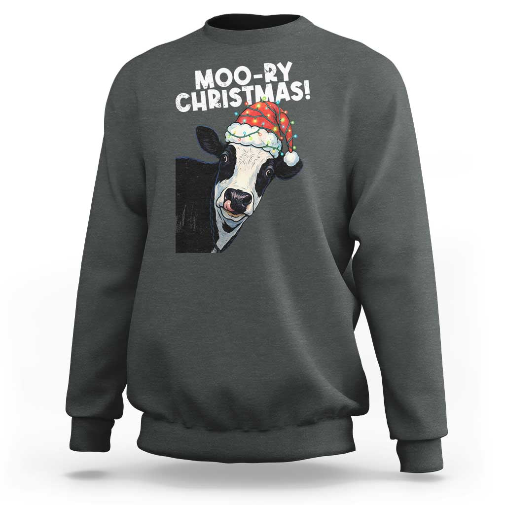 Christmas Cow Sweatshirt Funny Moo Ry Christmas Farmer Gift - Wonder Print Shop