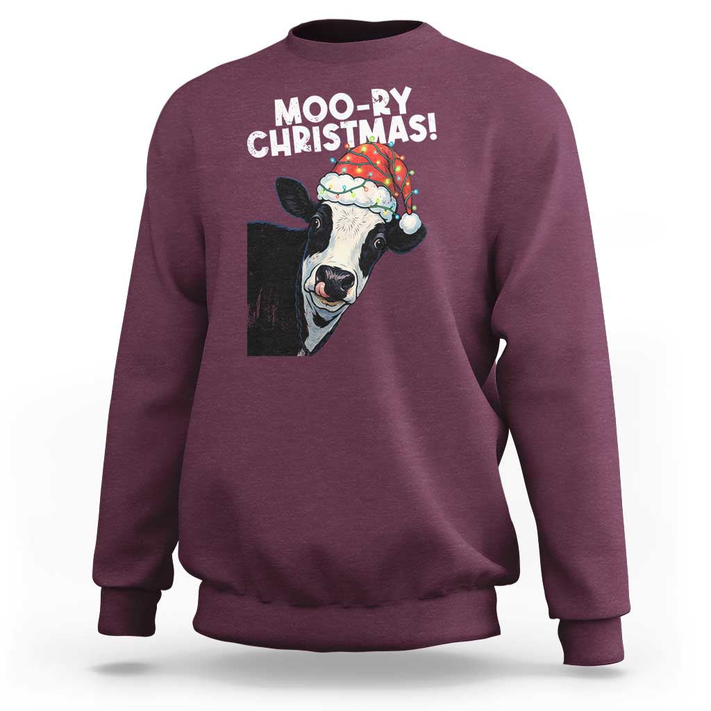 Christmas Cow Sweatshirt Funny Moo Ry Christmas Farmer Gift - Wonder Print Shop