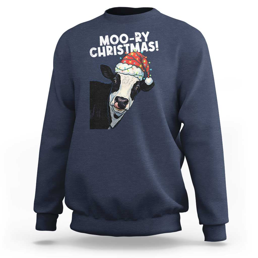 Christmas Cow Sweatshirt Funny Moo Ry Christmas Farmer Gift - Wonder Print Shop