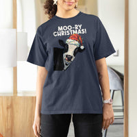 Christmas Cow T Shirt For Women Funny Moo Ry Christmas Farmer Gift - Wonder Print Shop