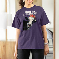 Christmas Cow T Shirt For Women Funny Moo Ry Christmas Farmer Gift - Wonder Print Shop