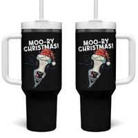 Christmas Cow Tumbler With Handle Funny Moo Ry Christmas Farmer Gift - Wonder Print Shop