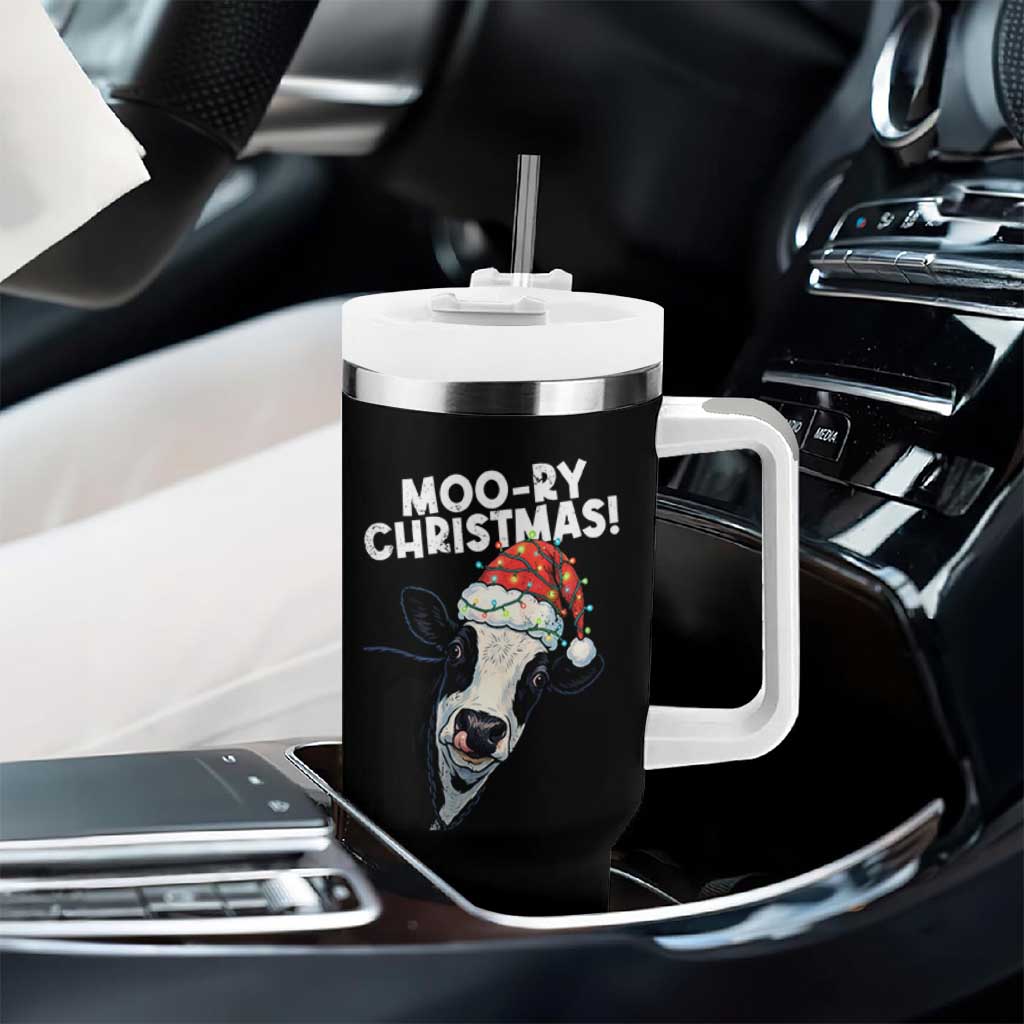 Christmas Cow Tumbler With Handle Funny Moo Ry Christmas Farmer Gift - Wonder Print Shop