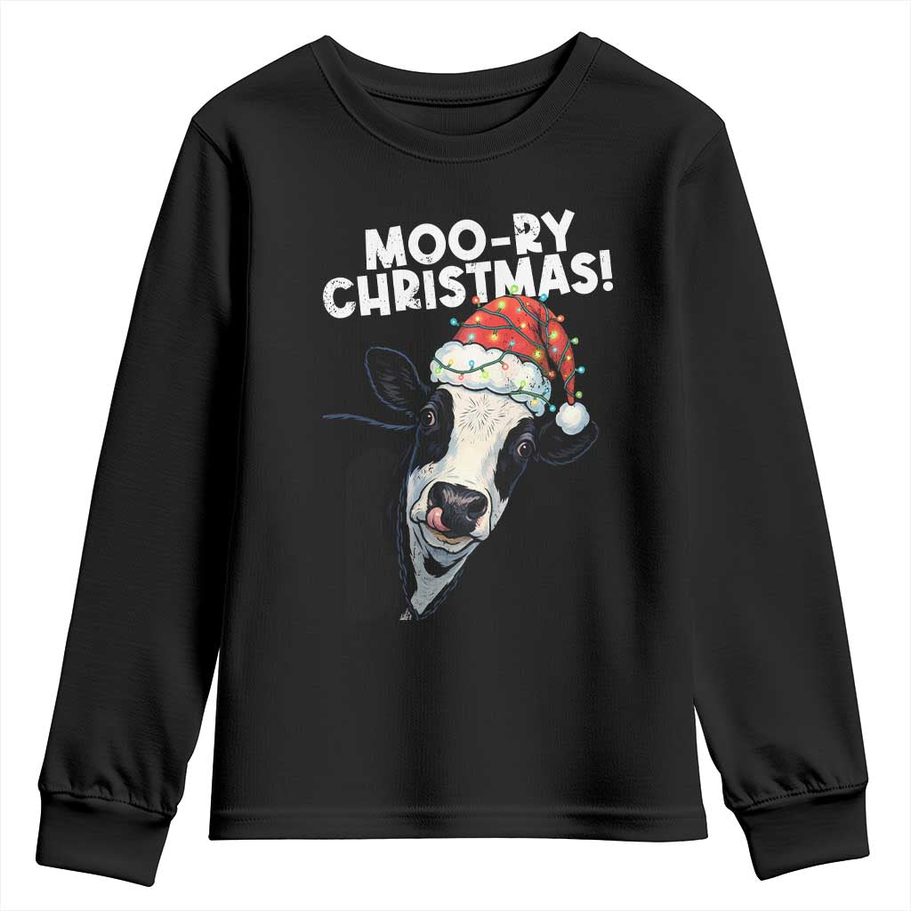 Christmas Cow Youth Sweatshirt Funny Moo Ry Christmas Farmer Gift - Wonder Print Shop