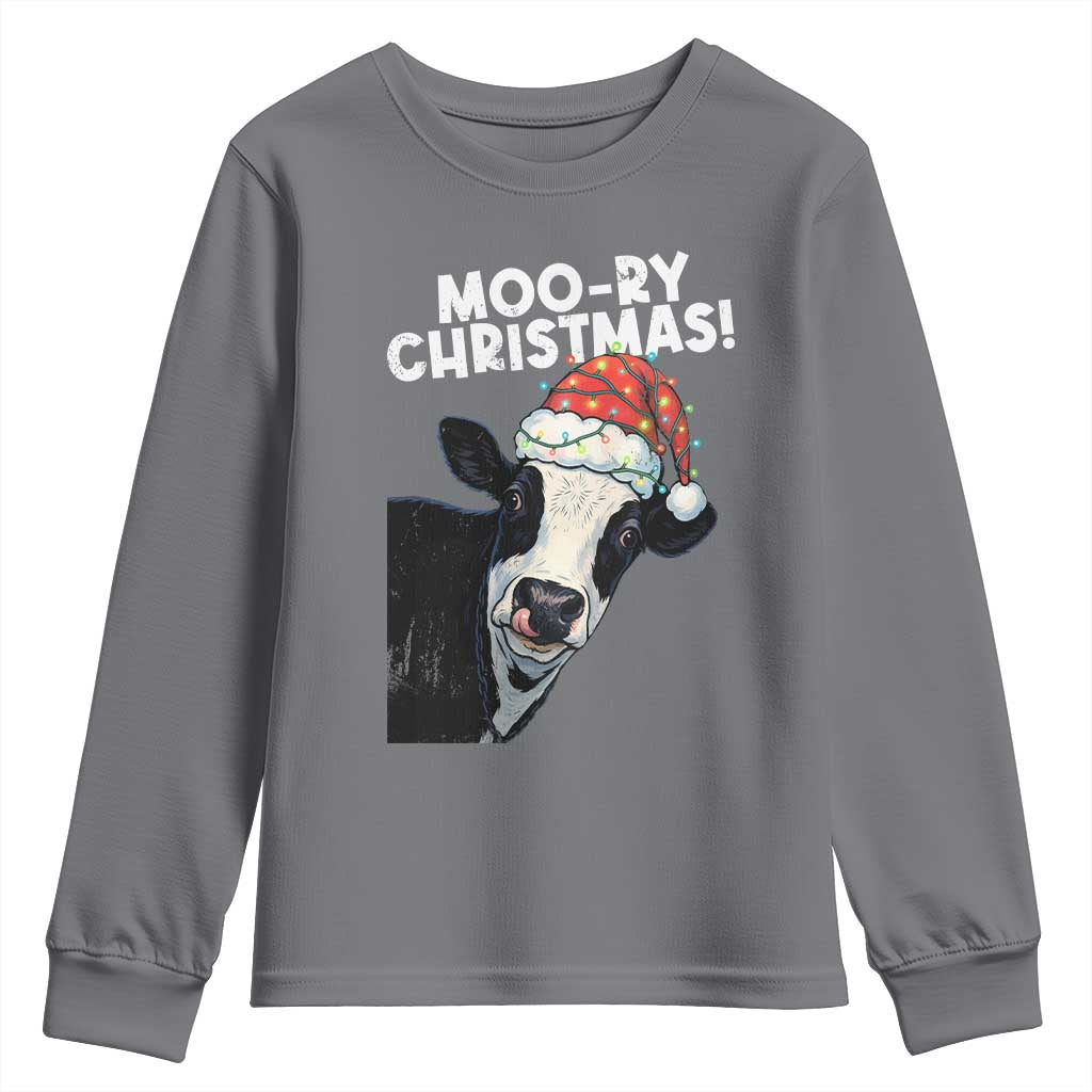 Christmas Cow Youth Sweatshirt Funny Moo Ry Christmas Farmer Gift - Wonder Print Shop