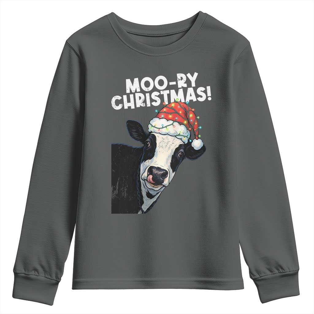 Christmas Cow Youth Sweatshirt Funny Moo Ry Christmas Farmer Gift - Wonder Print Shop