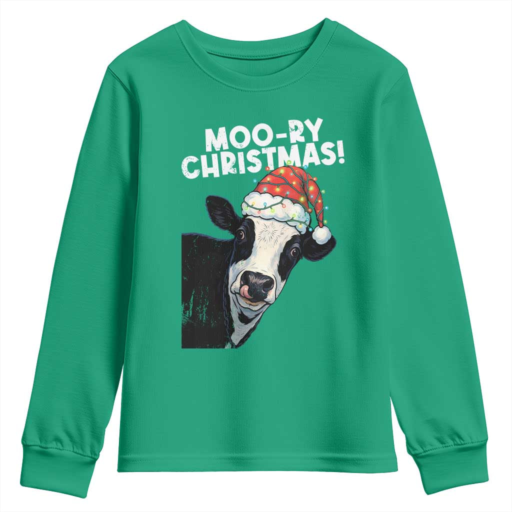 Christmas Cow Youth Sweatshirt Funny Moo Ry Christmas Farmer Gift - Wonder Print Shop