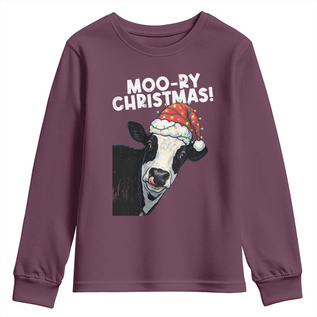 Christmas Cow Youth Sweatshirt Funny Moo Ry Christmas Farmer Gift - Wonder Print Shop