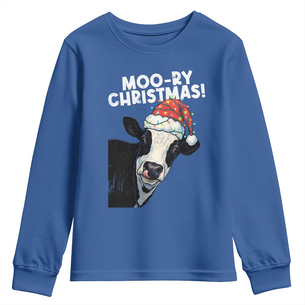 Christmas Cow Youth Sweatshirt Funny Moo Ry Christmas Farmer Gift - Wonder Print Shop