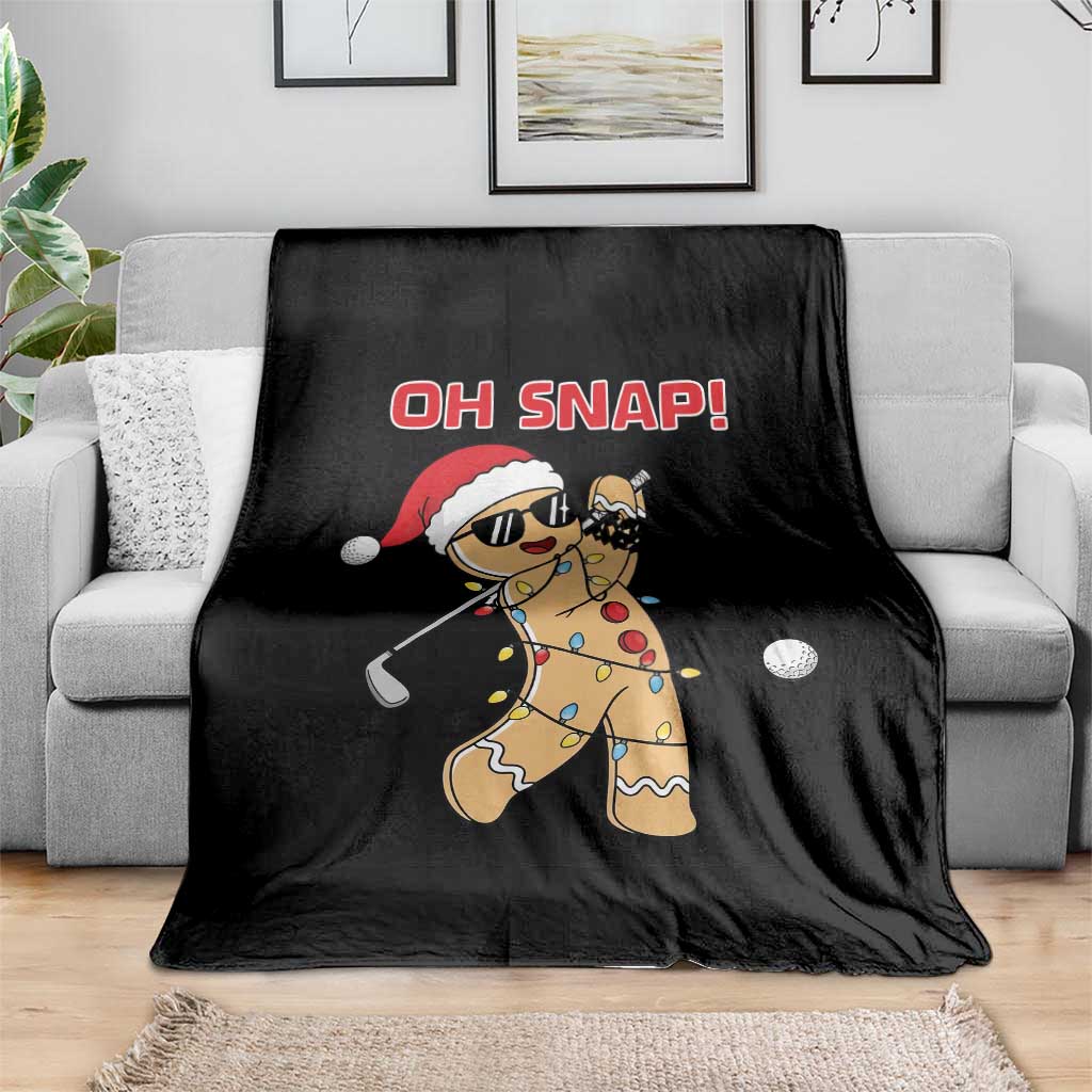 Oh Snap Gingerbreadman Golfer Throw Blanket Funny Golf Christmas Golfing Pajamas - Wonder Print Shop