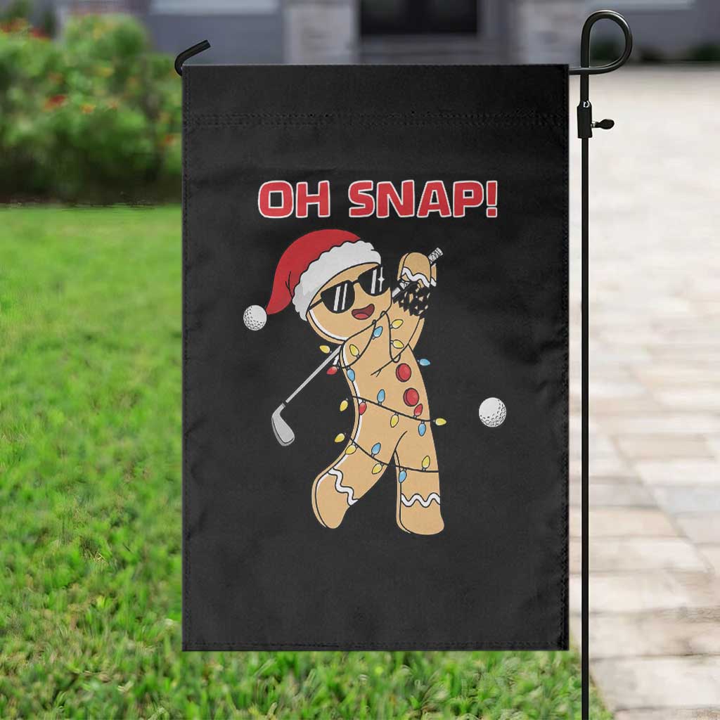 Oh Snap Gingerbreadman Golfer Garden Flag Funny Golf Christmas Golfing Pajamas - Wonder Print Shop