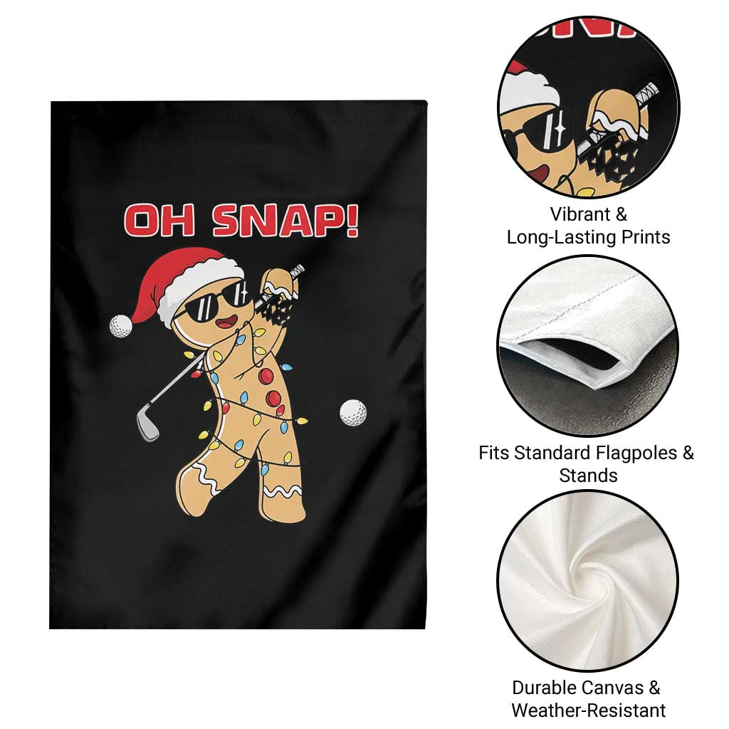 Oh Snap Gingerbreadman Golfer Garden Flag Funny Golf Christmas Golfing Pajamas - Wonder Print Shop