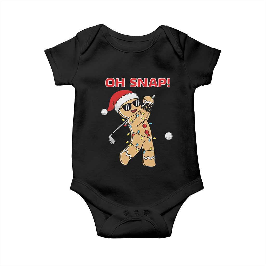 Oh Snap Gingerbreadman Golfer Baby Onesie Funny Golf Christmas Golfing Pajamas - Wonder Print Shop