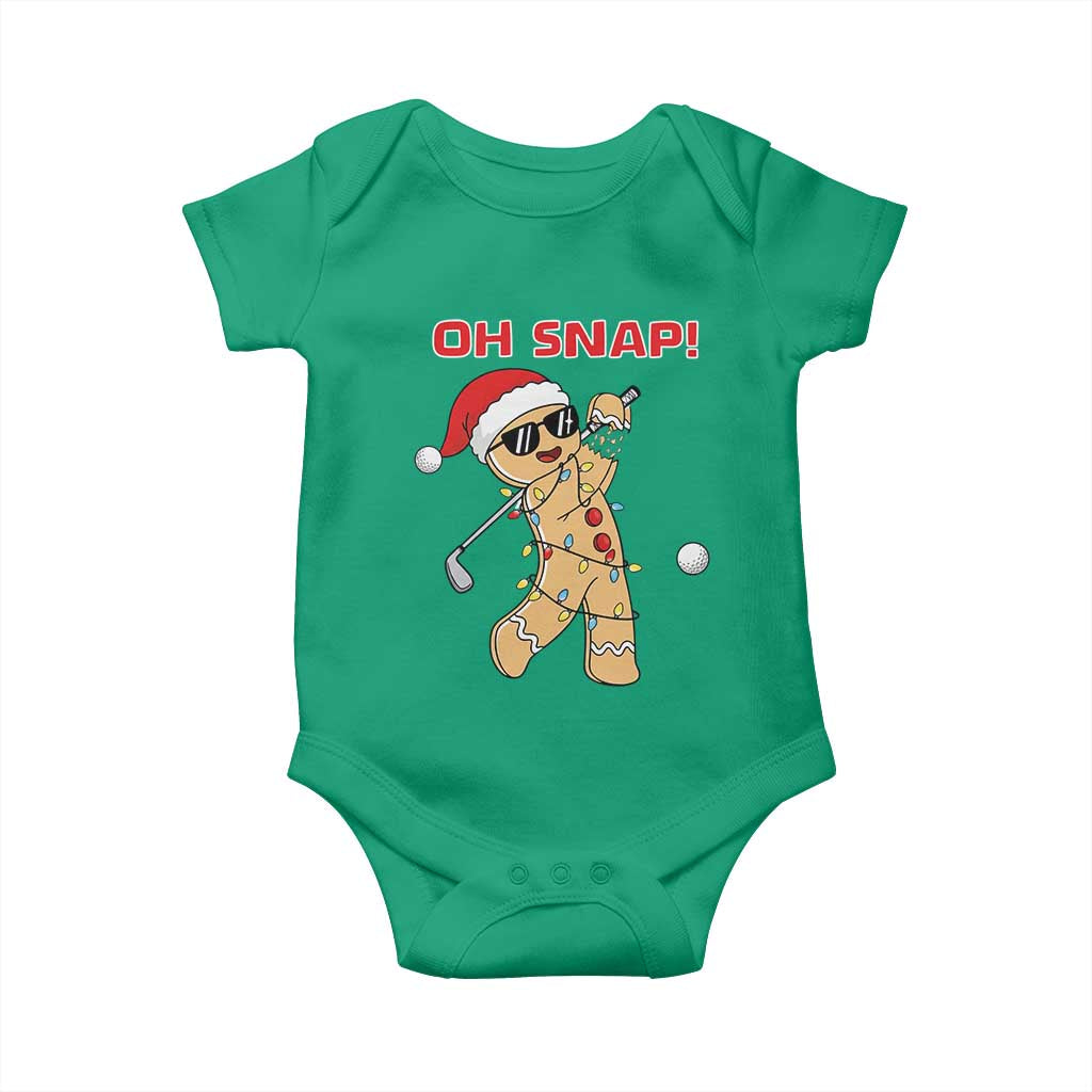 Oh Snap Gingerbreadman Golfer Baby Onesie Funny Golf Christmas Golfing Pajamas - Wonder Print Shop