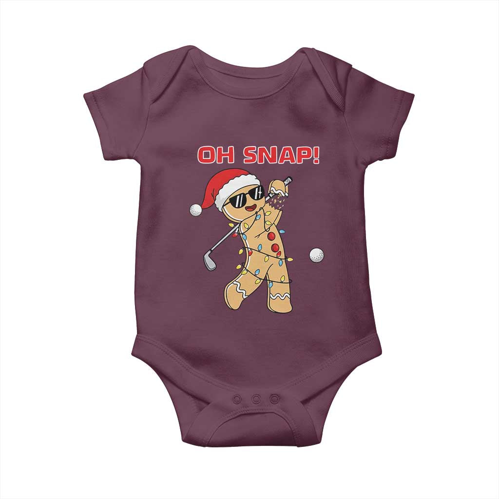 Oh Snap Gingerbreadman Golfer Baby Onesie Funny Golf Christmas Golfing Pajamas - Wonder Print Shop