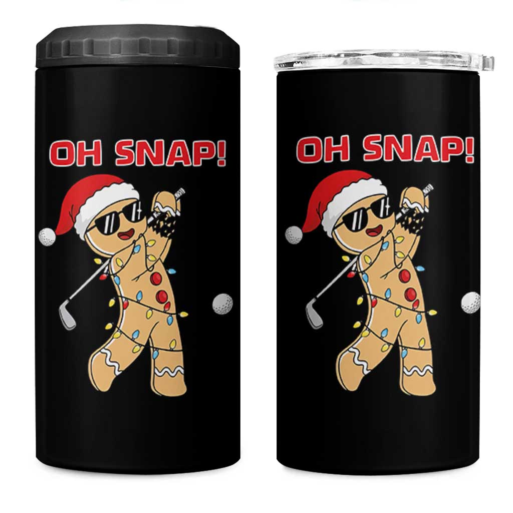 Oh Snap Gingerbreadman Golfer 4 in 1 Can Cooler Tumbler Funny Golf Christmas Golfing Pajamas - Wonder Print Shop