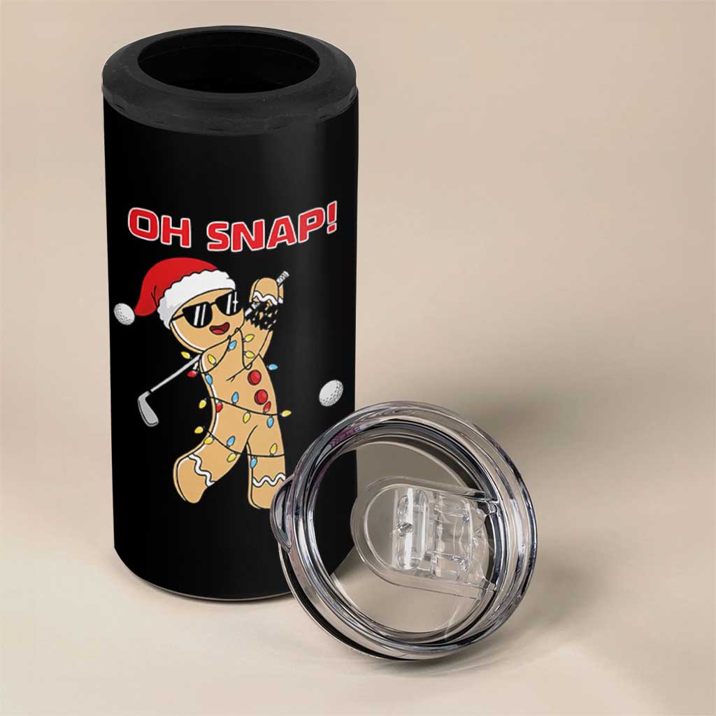 Oh Snap Gingerbreadman Golfer 4 in 1 Can Cooler Tumbler Funny Golf Christmas Golfing Pajamas - Wonder Print Shop