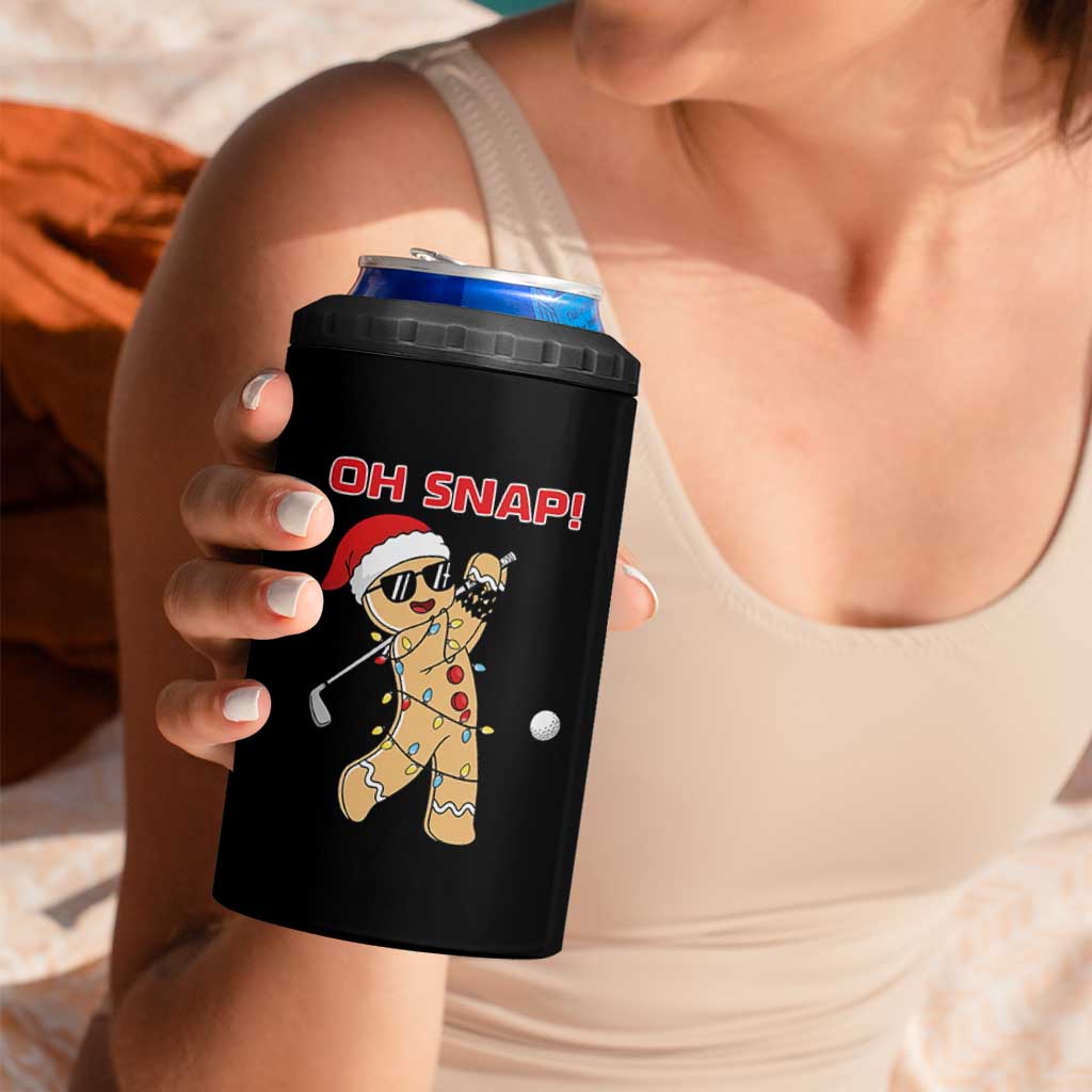 Oh Snap Gingerbreadman Golfer 4 in 1 Can Cooler Tumbler Funny Golf Christmas Golfing Pajamas - Wonder Print Shop