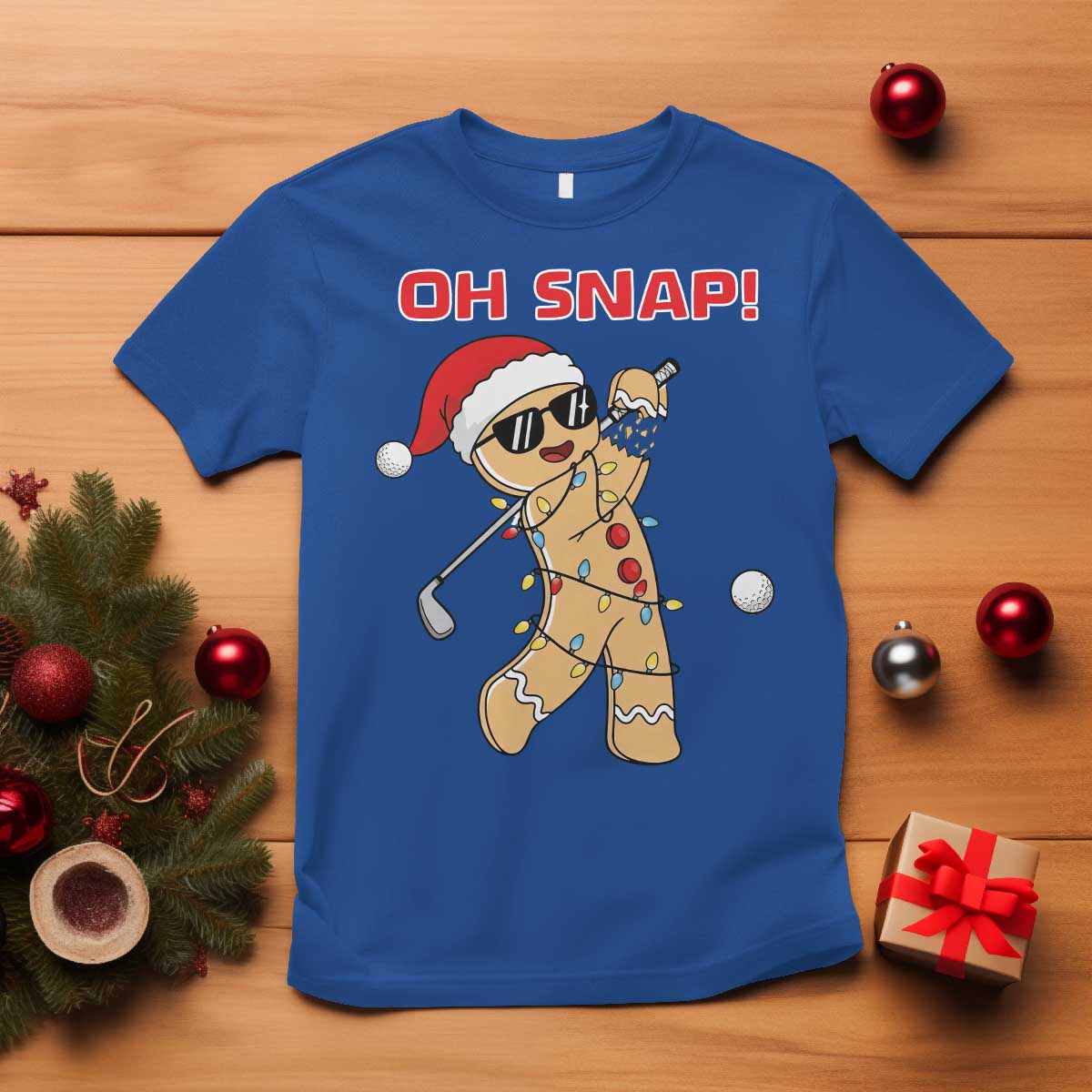 Oh Snap Gingerbreadman Golfer T Shirt Funny Golf Christmas Golfing Pajamas - Wonder Print Shop