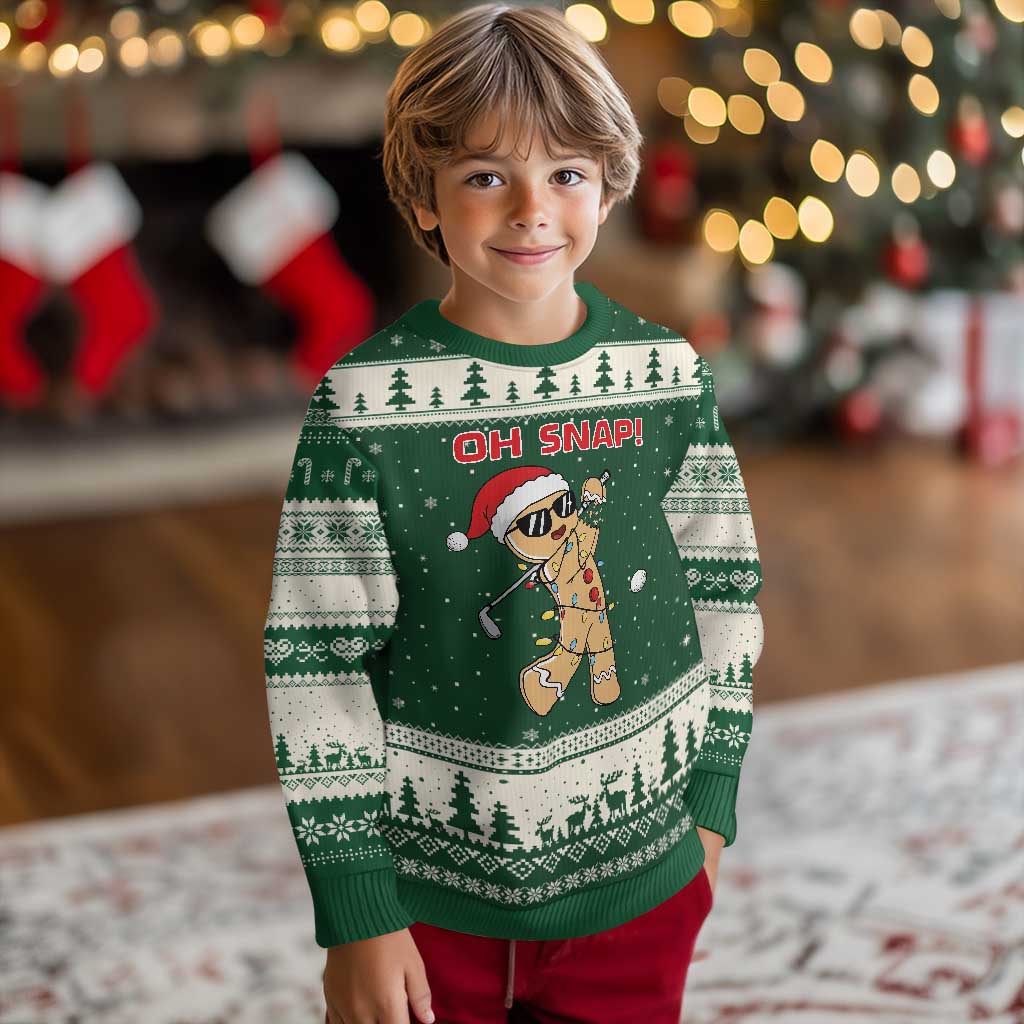 Oh Snap Gingerbreadman Golfer Ugly Christmas Sweater Funny Golf Xmas Golfing Pajamas - Wonder Print Shop