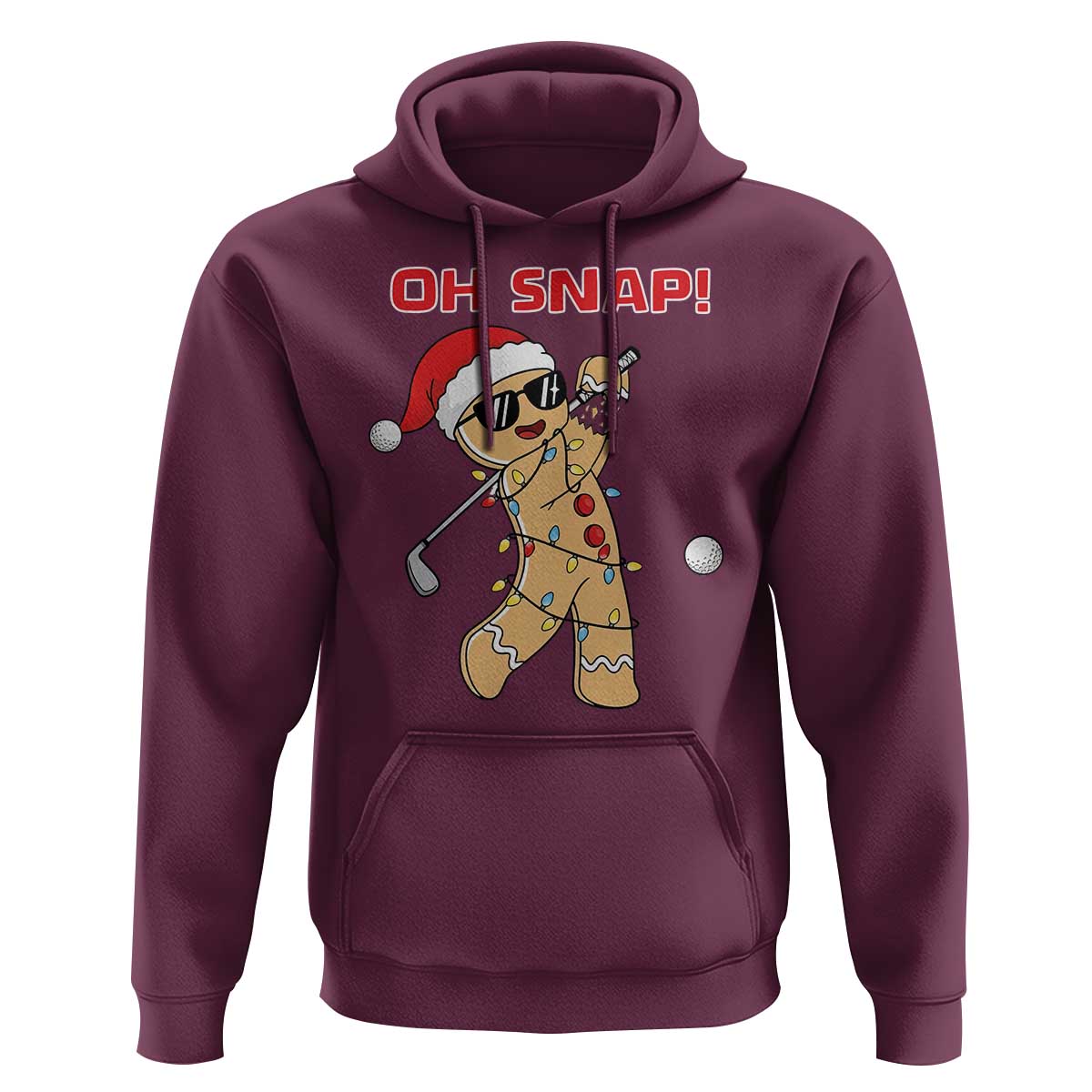 Oh Snap Gingerbreadman Golfer Hoodie Funny Golf Christmas Golfing Pajamas - Wonder Print Shop