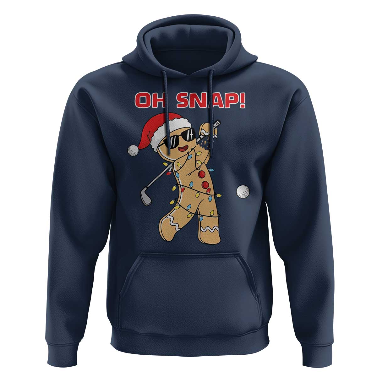 Oh Snap Gingerbreadman Golfer Hoodie Funny Golf Christmas Golfing Pajamas - Wonder Print Shop