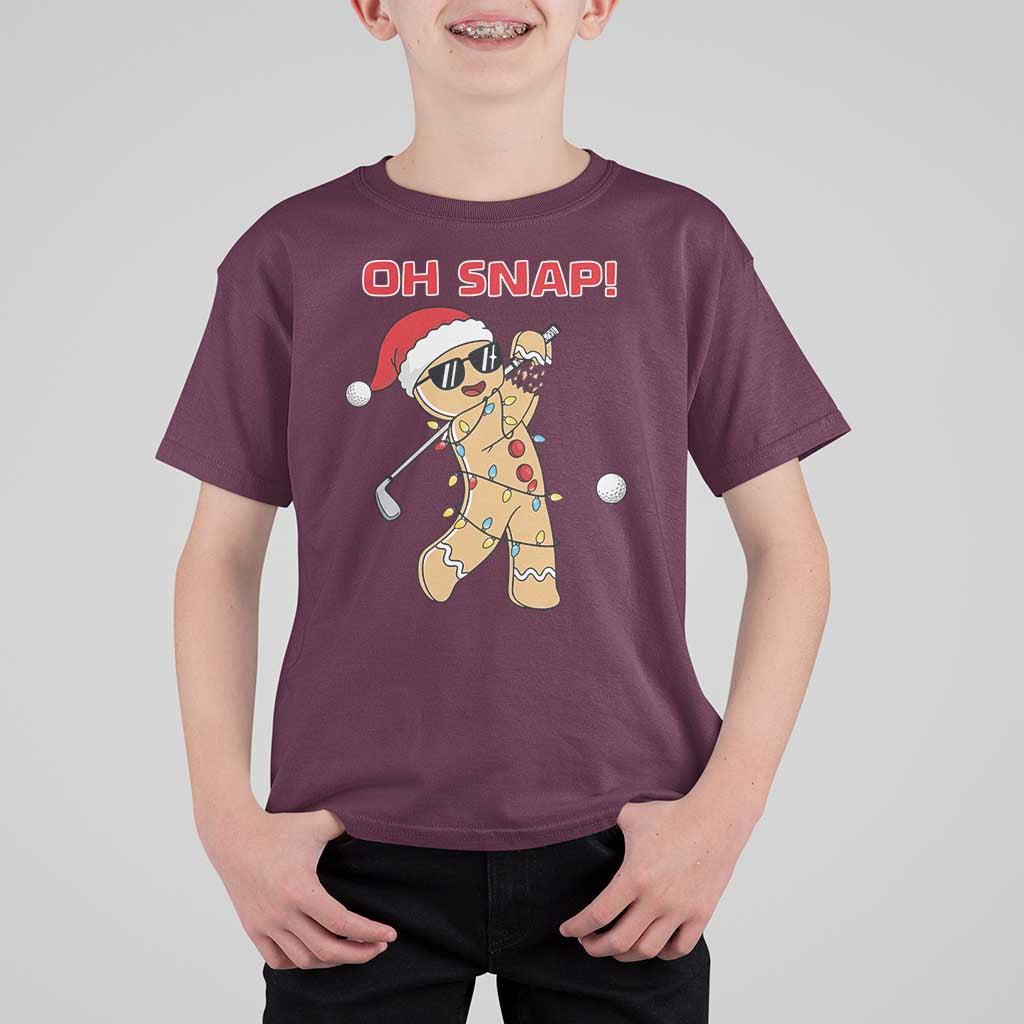 Oh Snap Gingerbreadman Golfer T Shirt For Kid Funny Golf Christmas Golfing Pajamas - Wonder Print Shop
