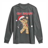 Oh Snap Gingerbreadman Golfer Long Sleeve Shirt Funny Golf Christmas Golfing Pajamas - Wonder Print Shop