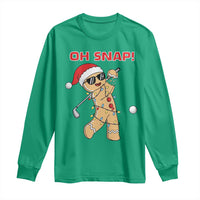 Oh Snap Gingerbreadman Golfer Long Sleeve Shirt Funny Golf Christmas Golfing Pajamas - Wonder Print Shop