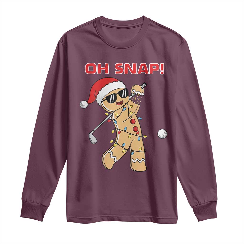 Oh Snap Gingerbreadman Golfer Long Sleeve Shirt Funny Golf Christmas Golfing Pajamas - Wonder Print Shop