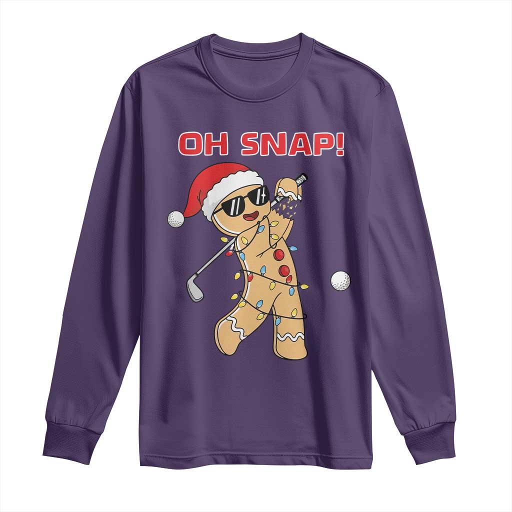 Oh Snap Gingerbreadman Golfer Long Sleeve Shirt Funny Golf Christmas Golfing Pajamas - Wonder Print Shop