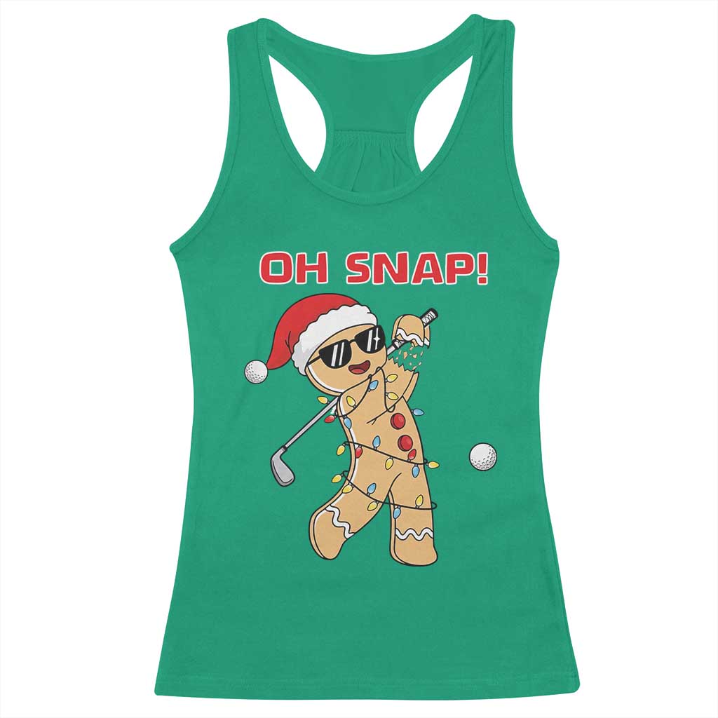 Oh Snap Gingerbreadman Golfer Racerback Tank Top Funny Golf Christmas Golfing Pajamas - Wonder Print Shop