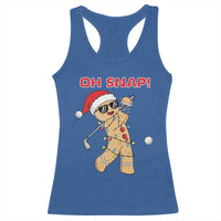 Oh Snap Gingerbreadman Golfer Racerback Tank Top Funny Golf Christmas Golfing Pajamas - Wonder Print Shop
